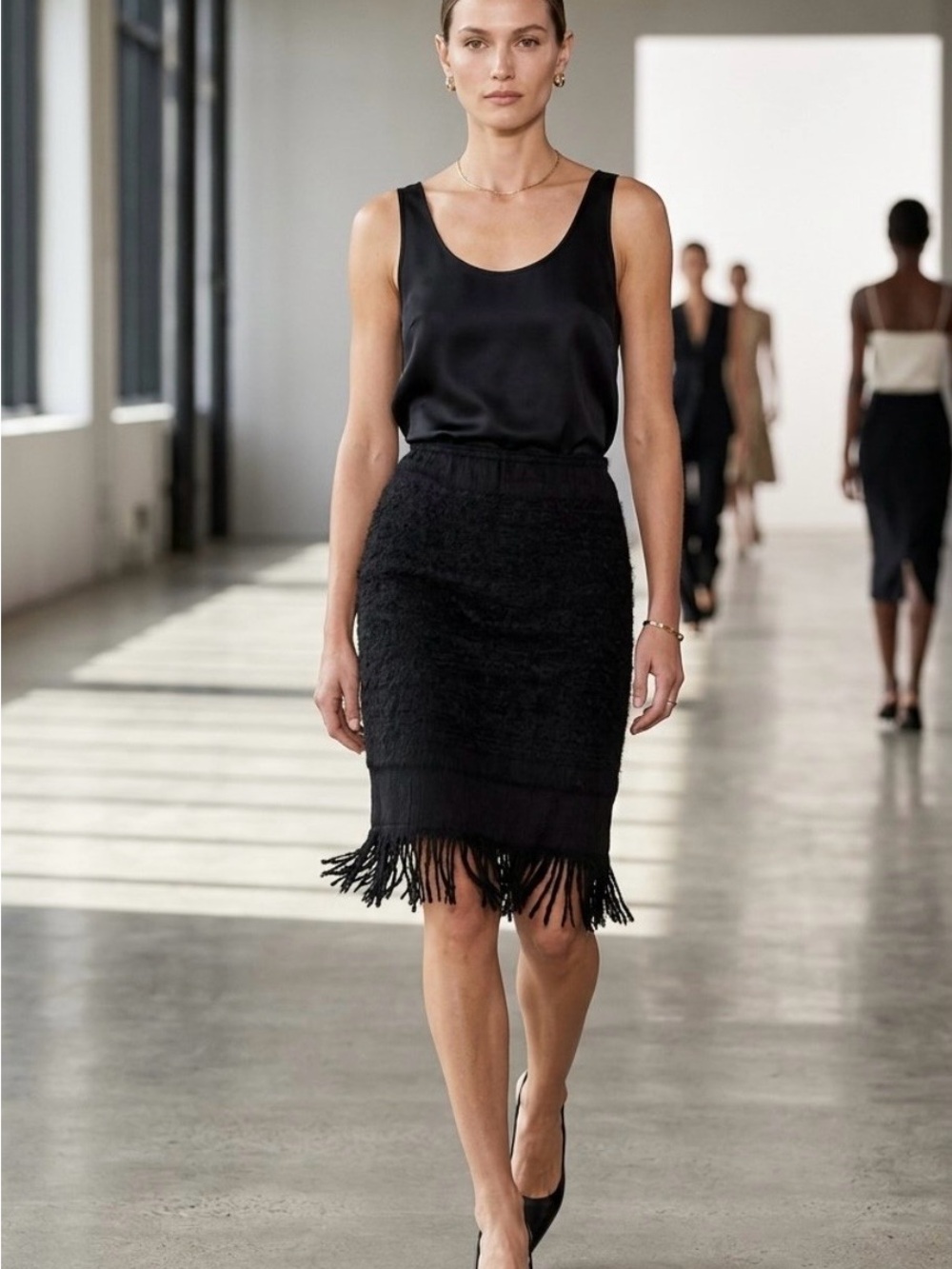 Amuleti Italy Mohair Wool Fringe Skirt